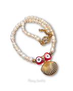 Reliquary necklace with natural pearls