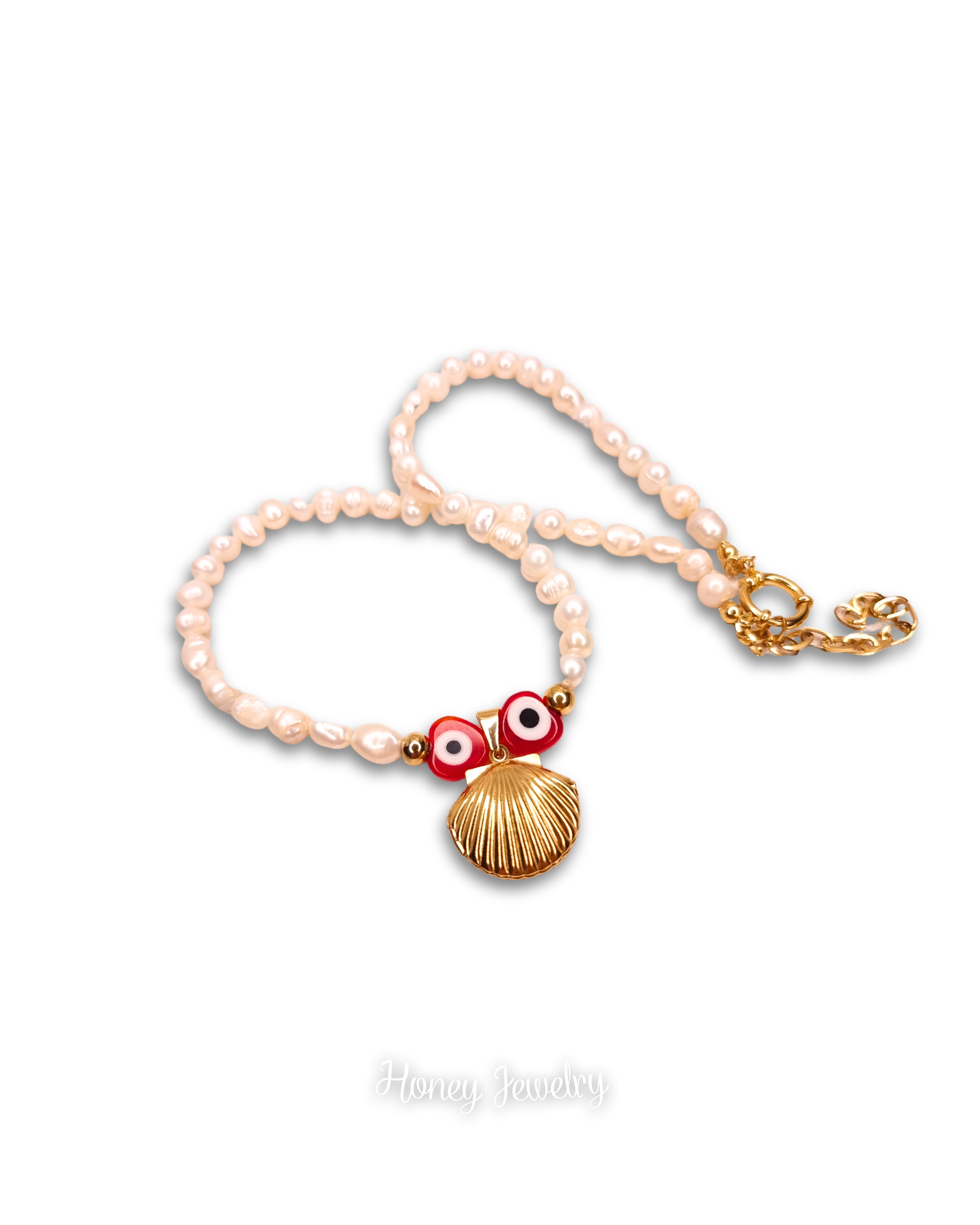 Reliquary necklace with natural pearls