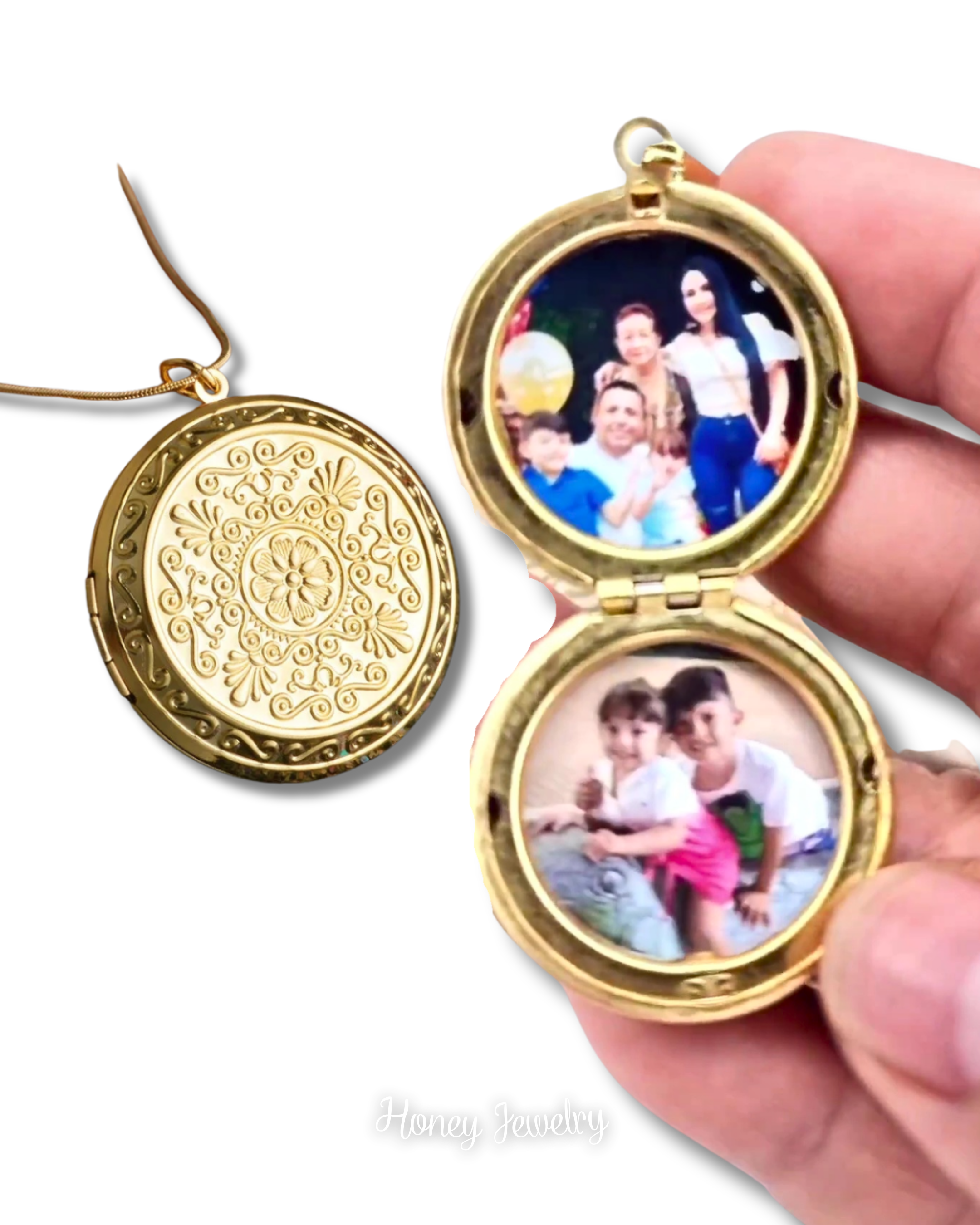 Smooth oval locket necklace - photo-etched