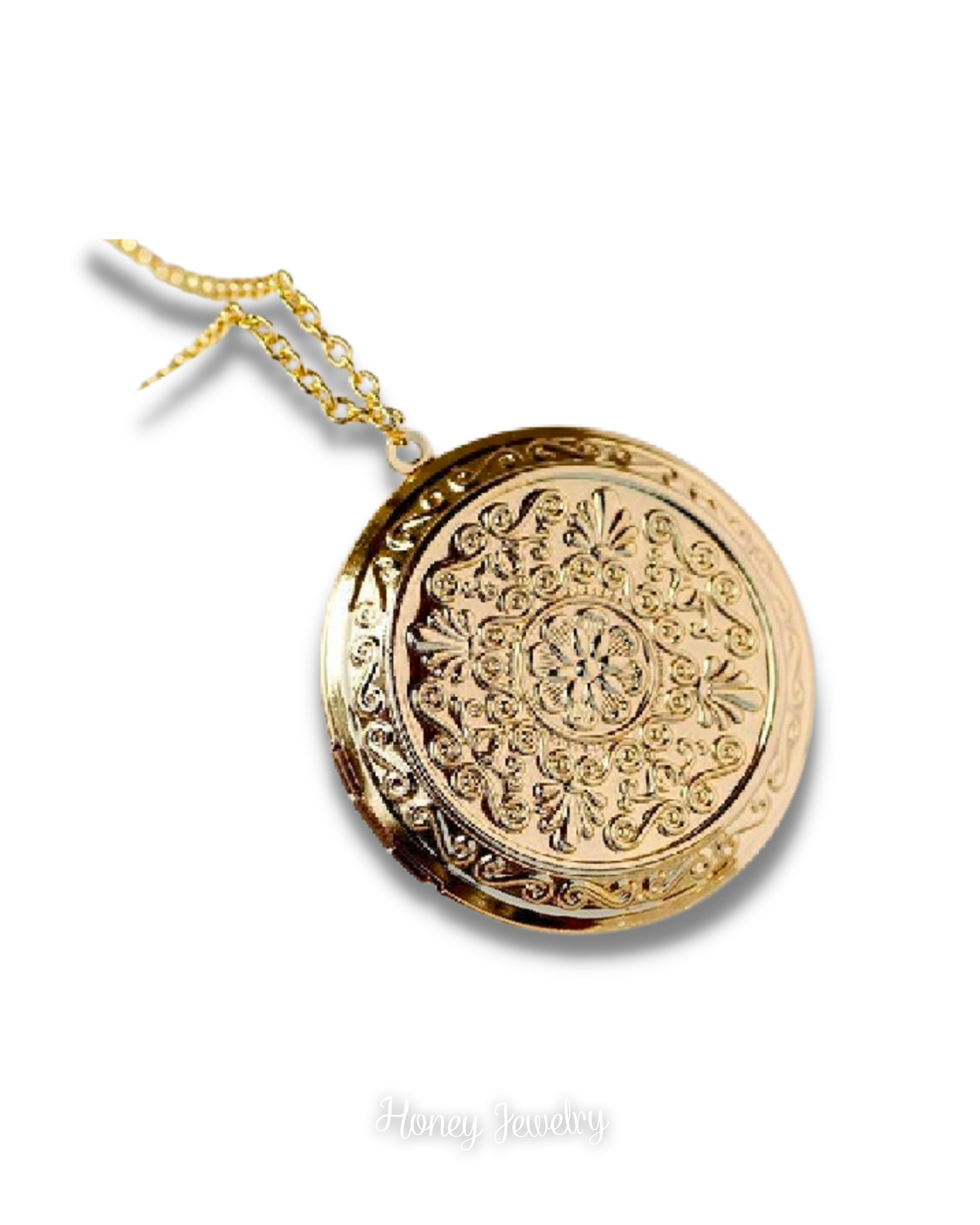 Smooth oval locket necklace - photo-etched