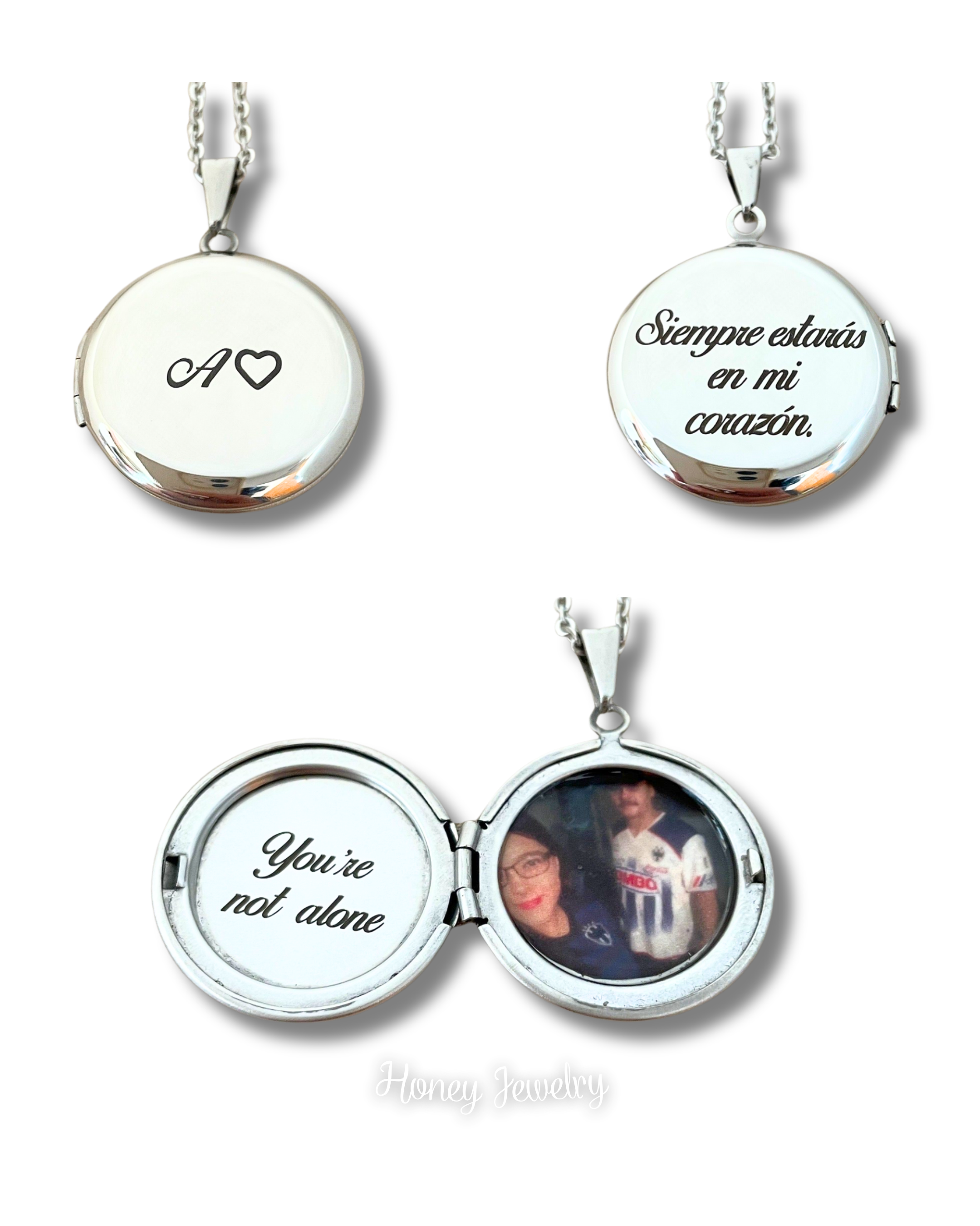 Smooth round locket necklace - photo-etched