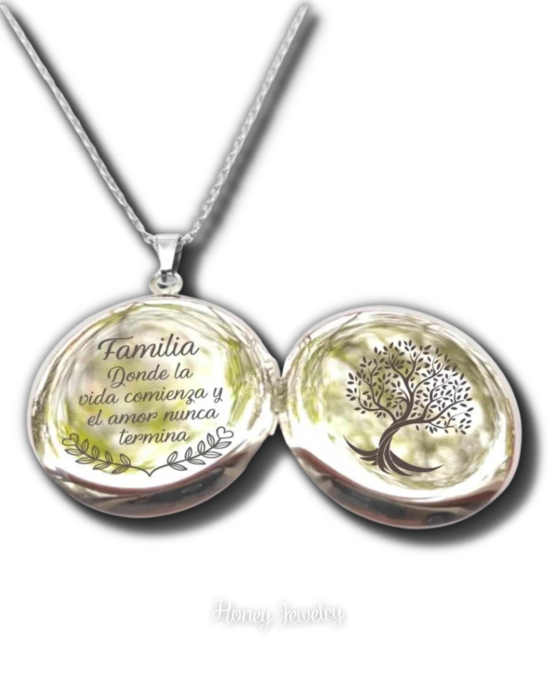 Smooth round locket necklace - photo-etched