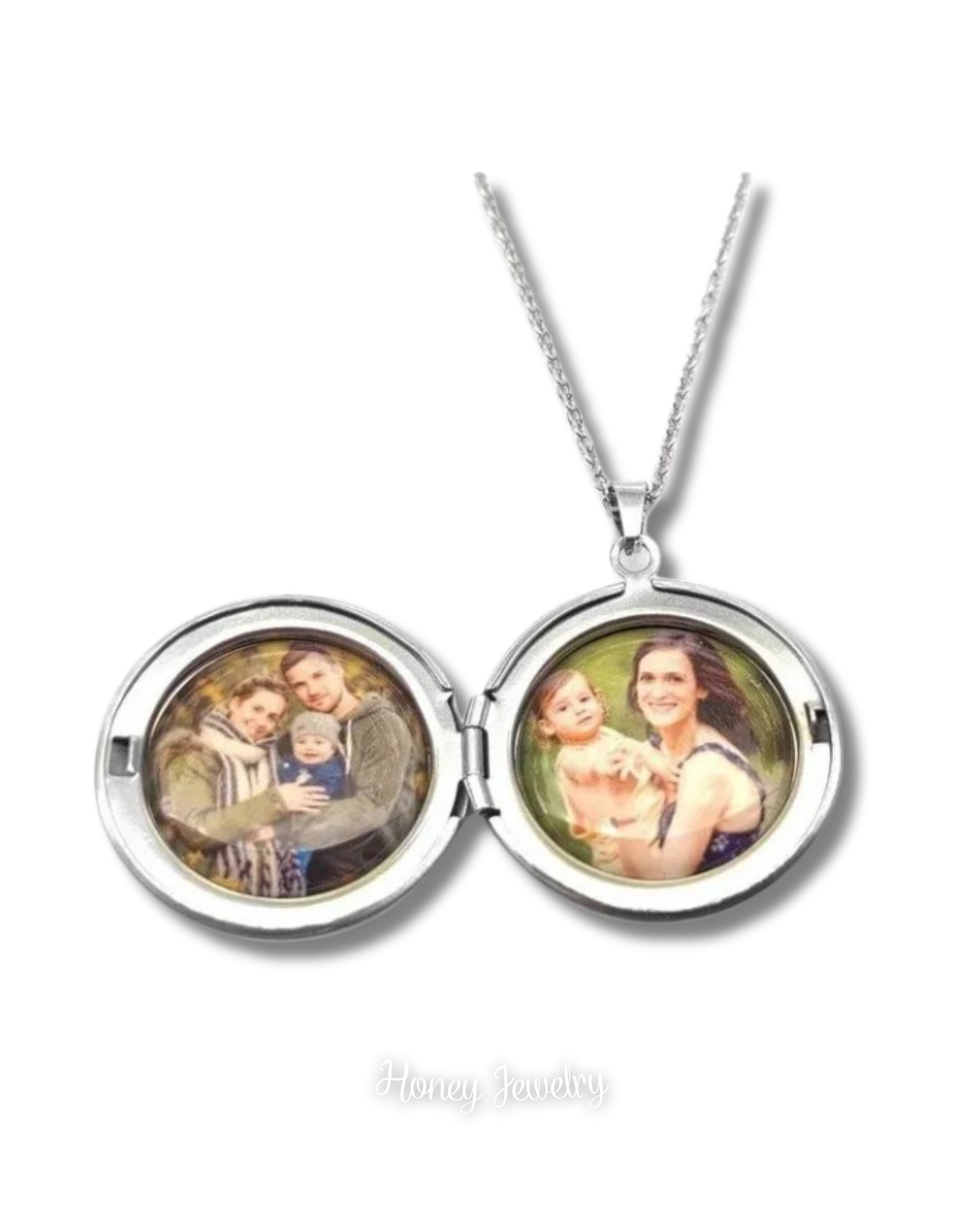 Smooth round locket necklace - photo-etched