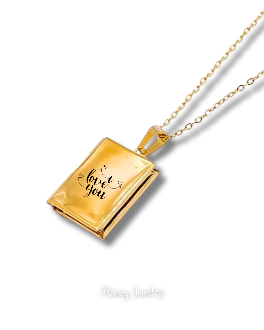 Plain book locket necklace