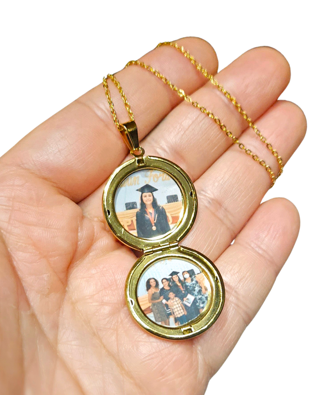 Gold Smooth Round Locket Necklace