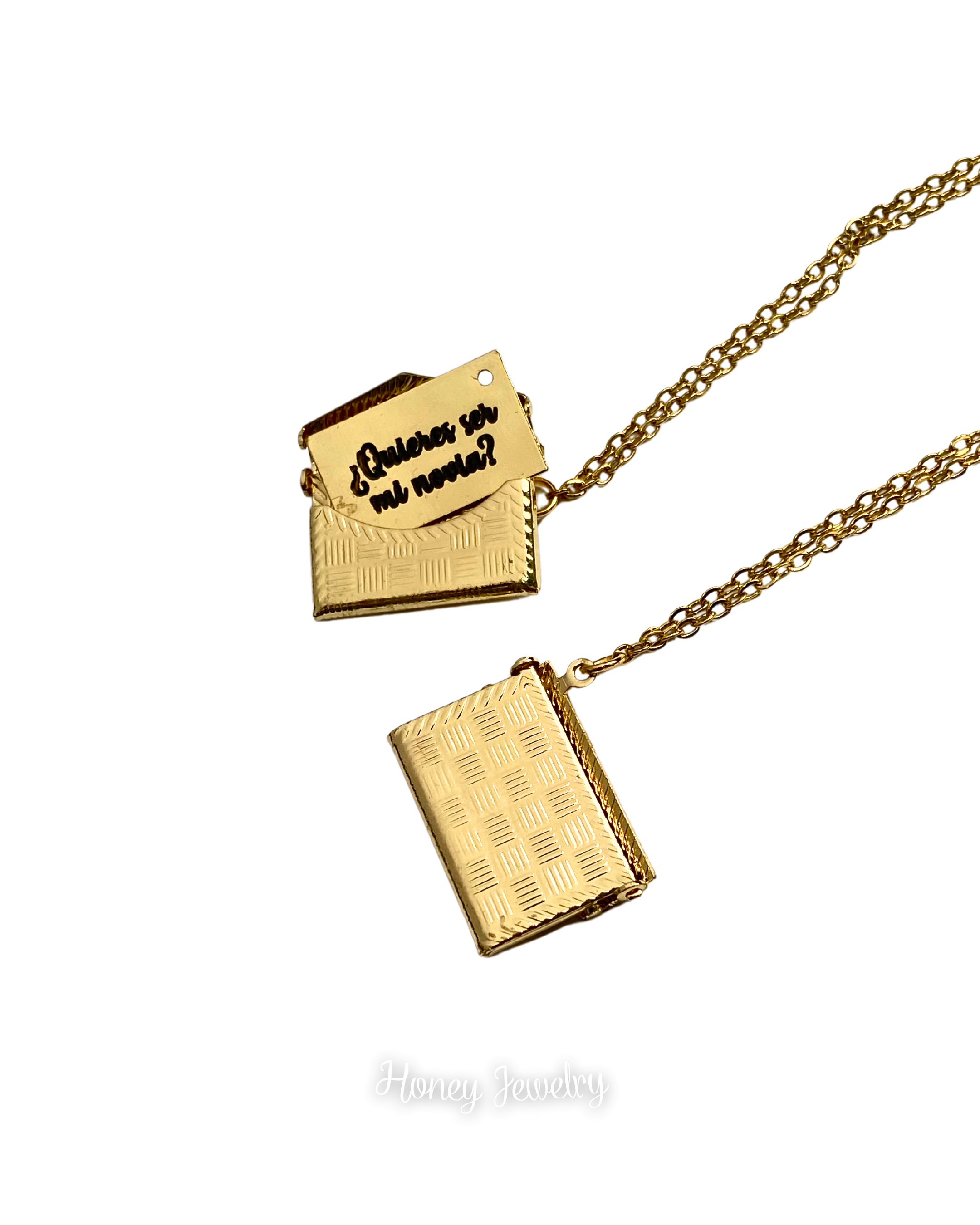 Embossed love letter necklace