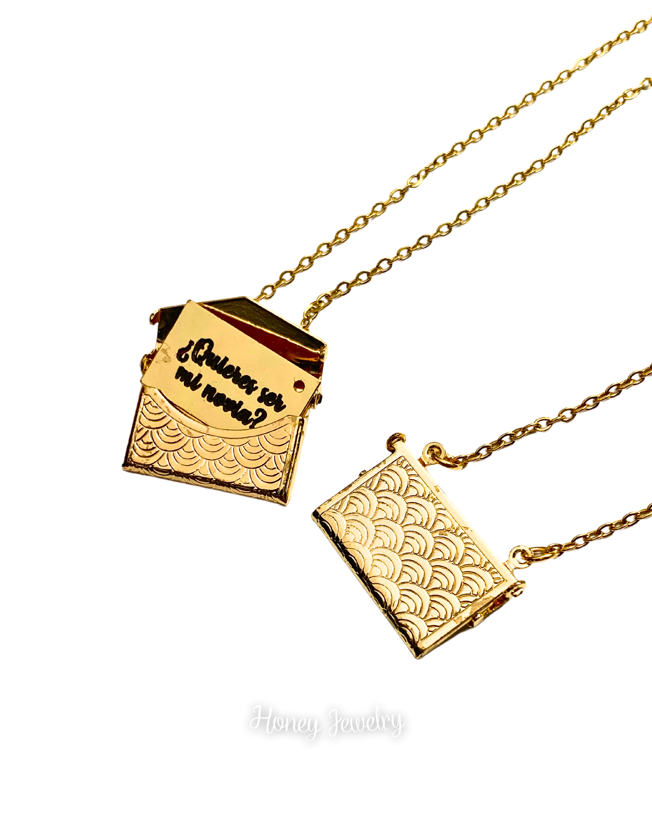 Embossed love letter necklace