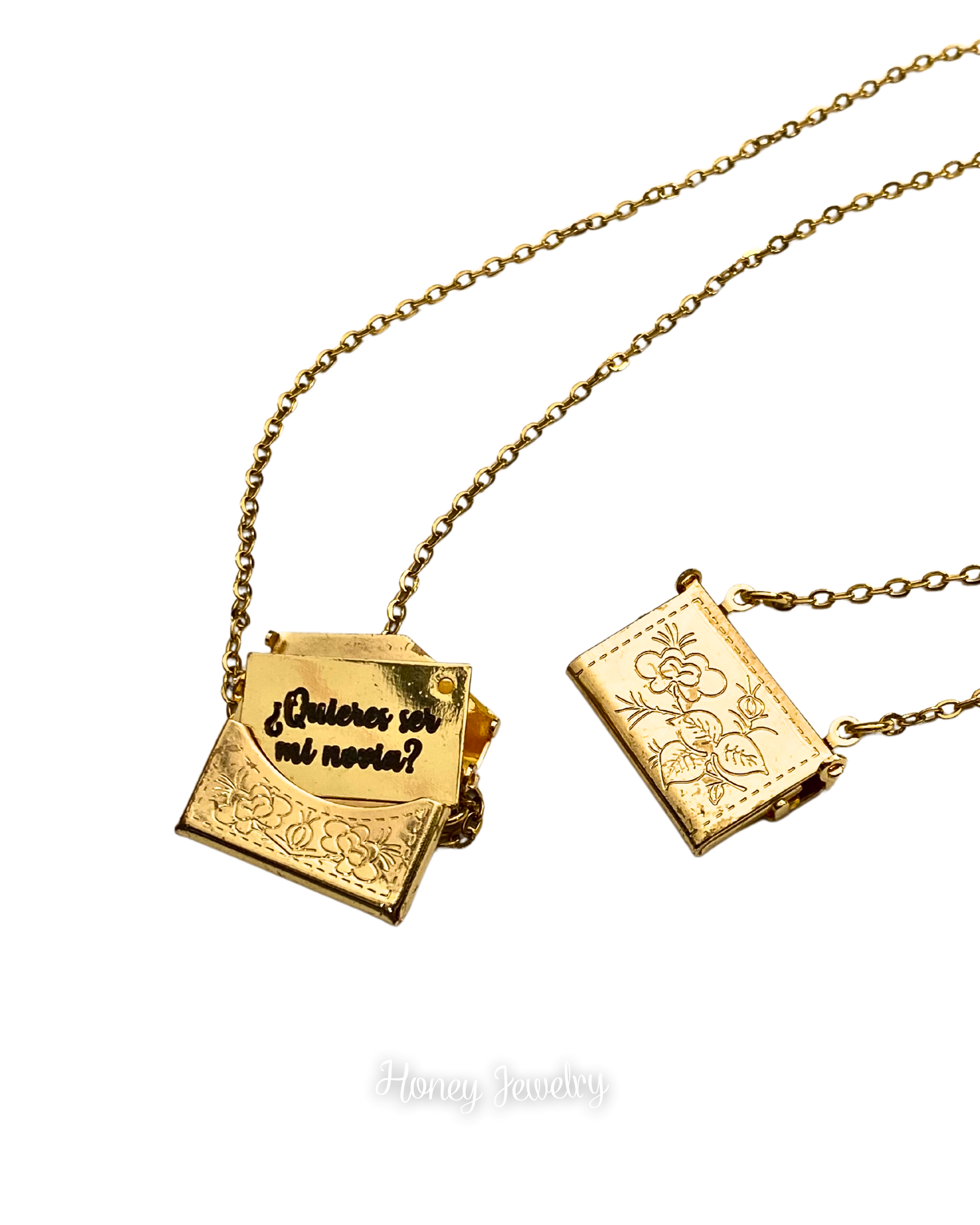 Embossed love letter necklace