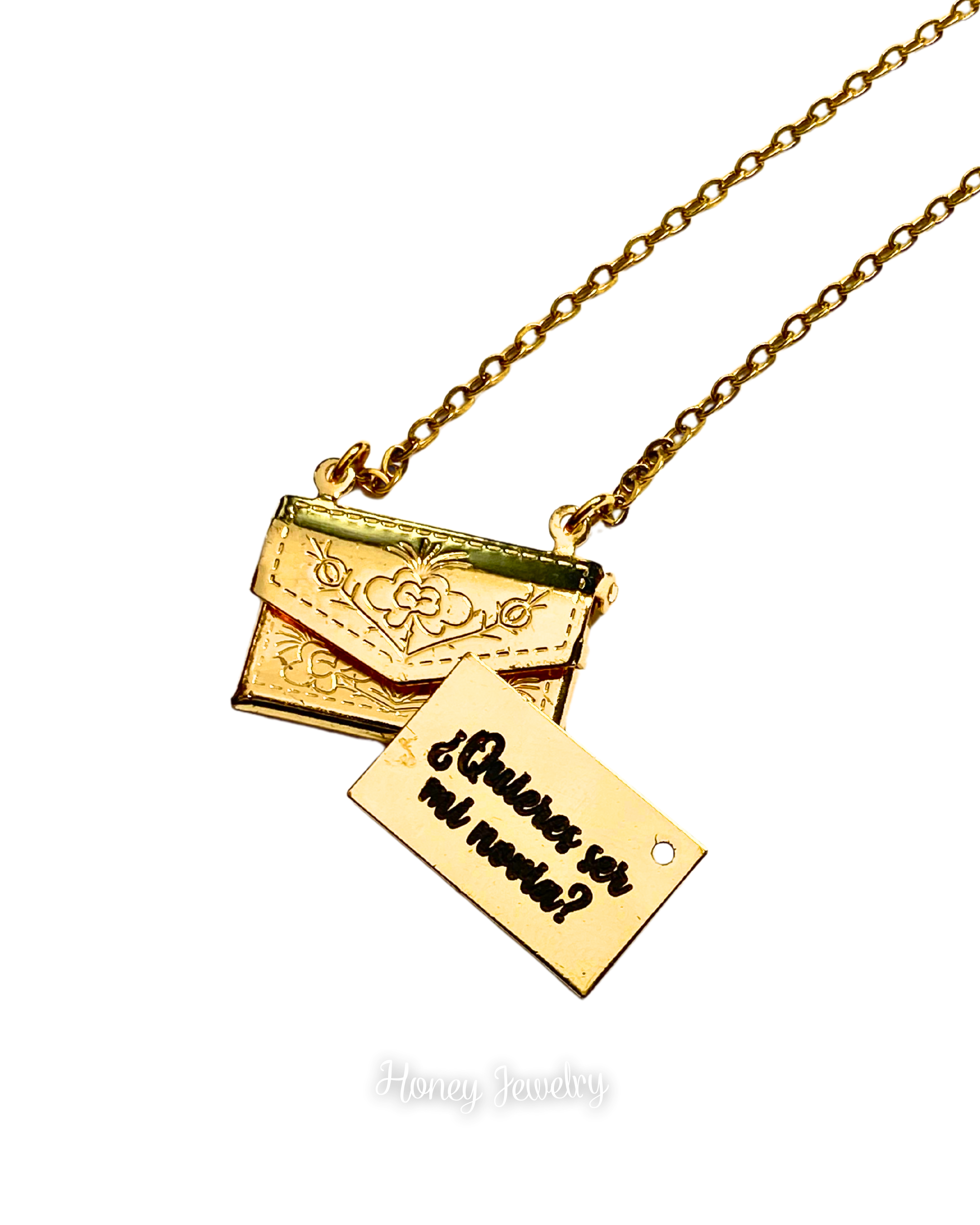 Embossed love letter necklace