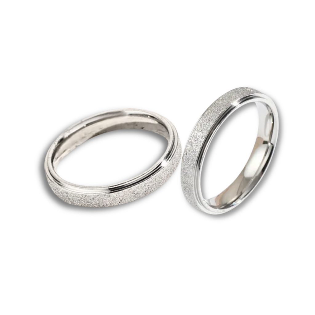 Fine frosted silver couple rings (last sizes)