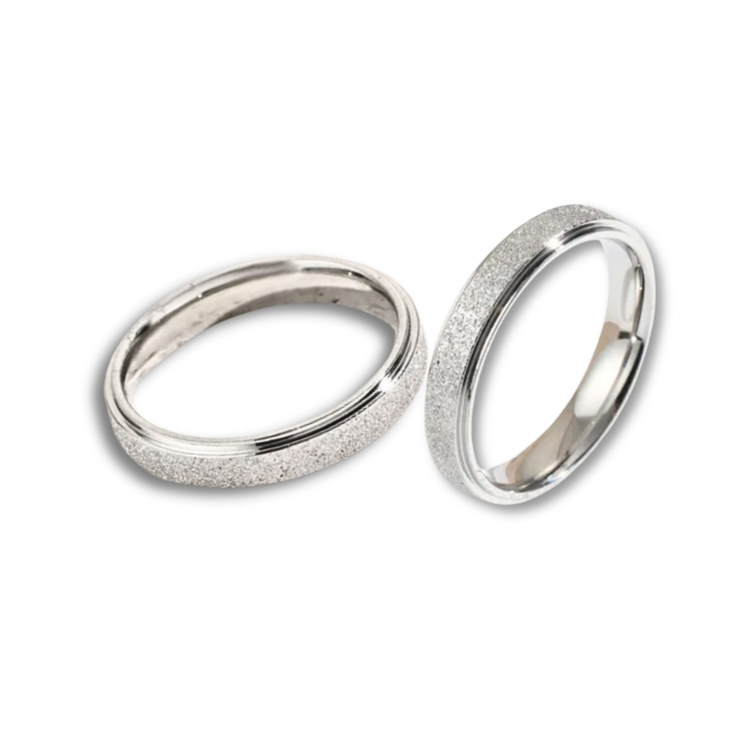 Fine frosted silver couple rings (last sizes)